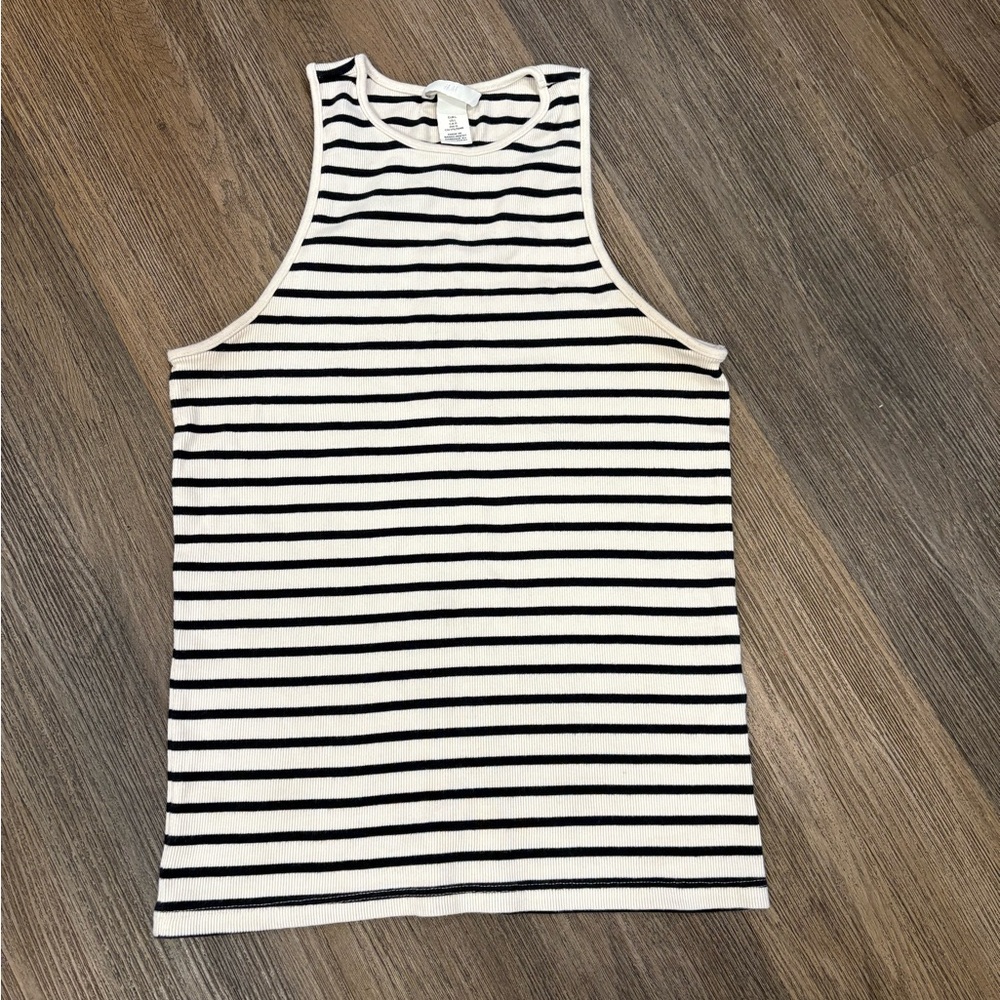 H&M Black and White Striped Tank Top